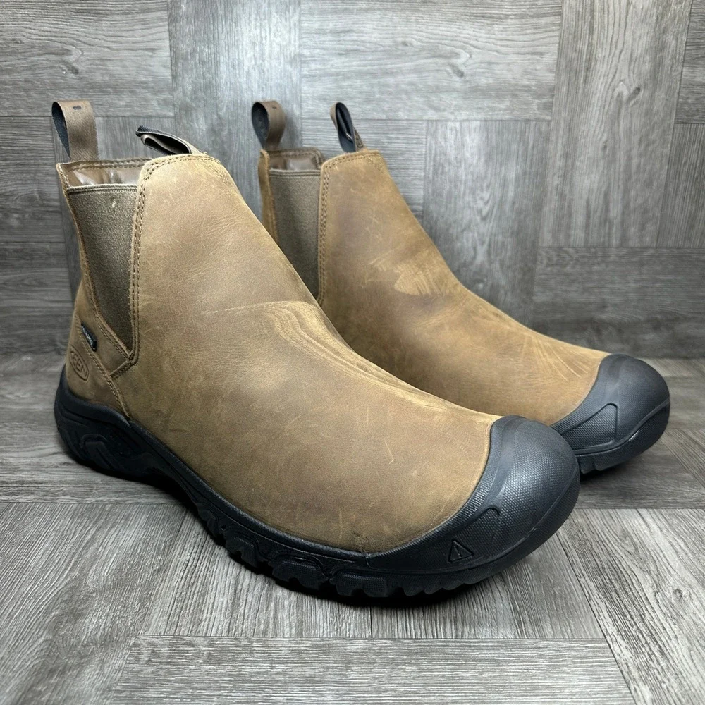 KEEN Anchorage III Chelsea Boots Mens 14 Brown Waterproof Leather NEW
